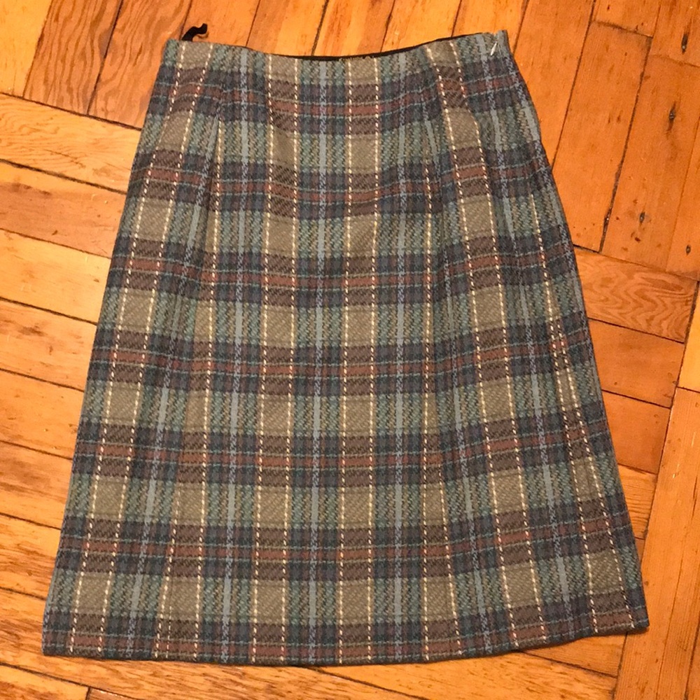 Chic Plaid Pencil Skirt in Blue and Green